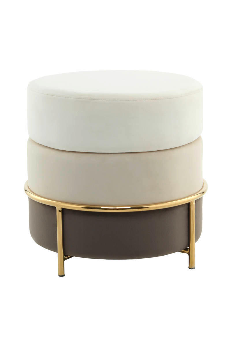 HOCKER Samt Creme, Goldfarben  - Goldfarben/Creme, Basics, Textil/Metall (48,5/46/48,5cm) - Kayoom