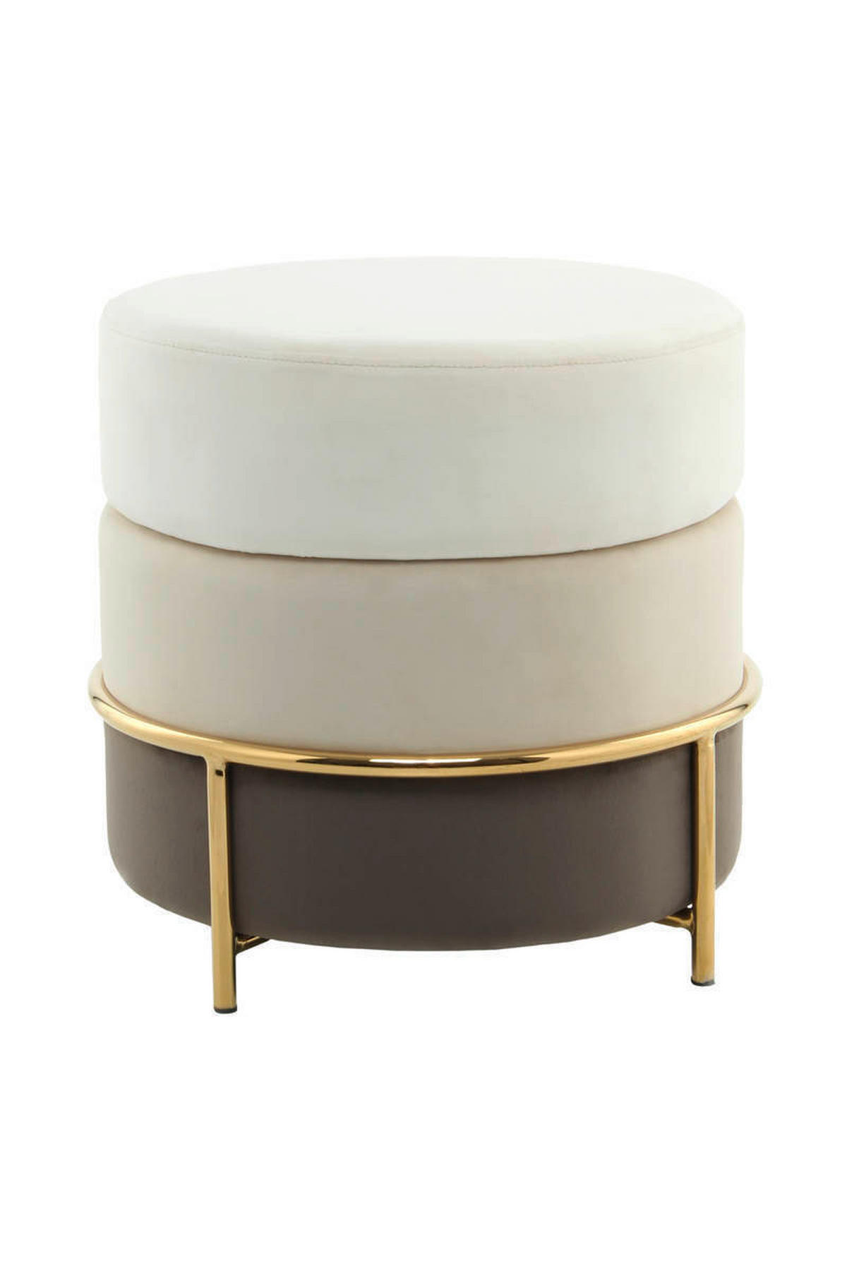 HOCKER Samt Creme, Goldfarben  - Goldfarben/Creme, Basics, Textil/Metall (48,5/46/48,5cm) - Kayoom
