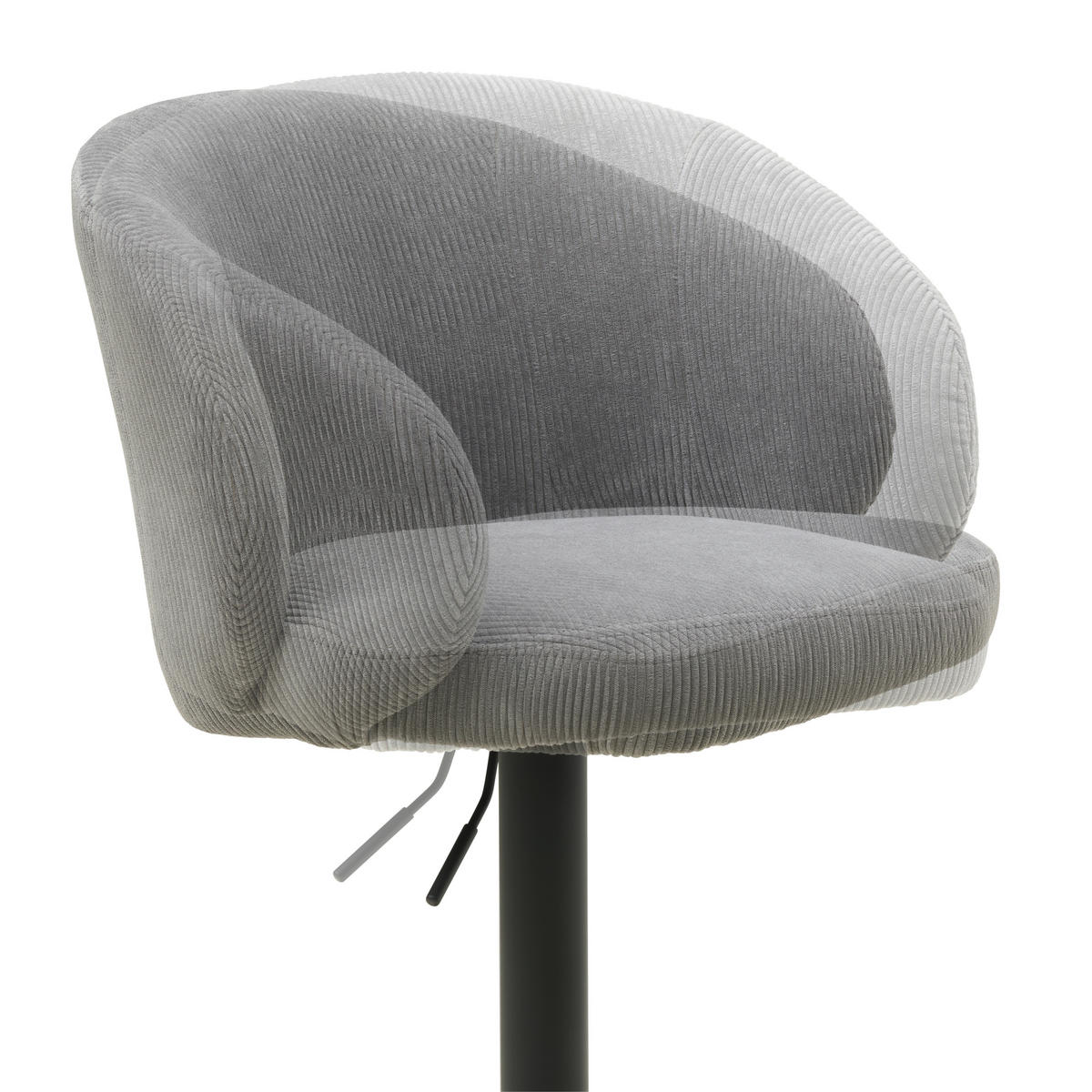 BARHOCKER in Metall, Textil Grau, Schwarz  - Schwarz/Grau, KONVENTIONELL, Textil/Metall (54/91-112/52cm) - MID.YOU