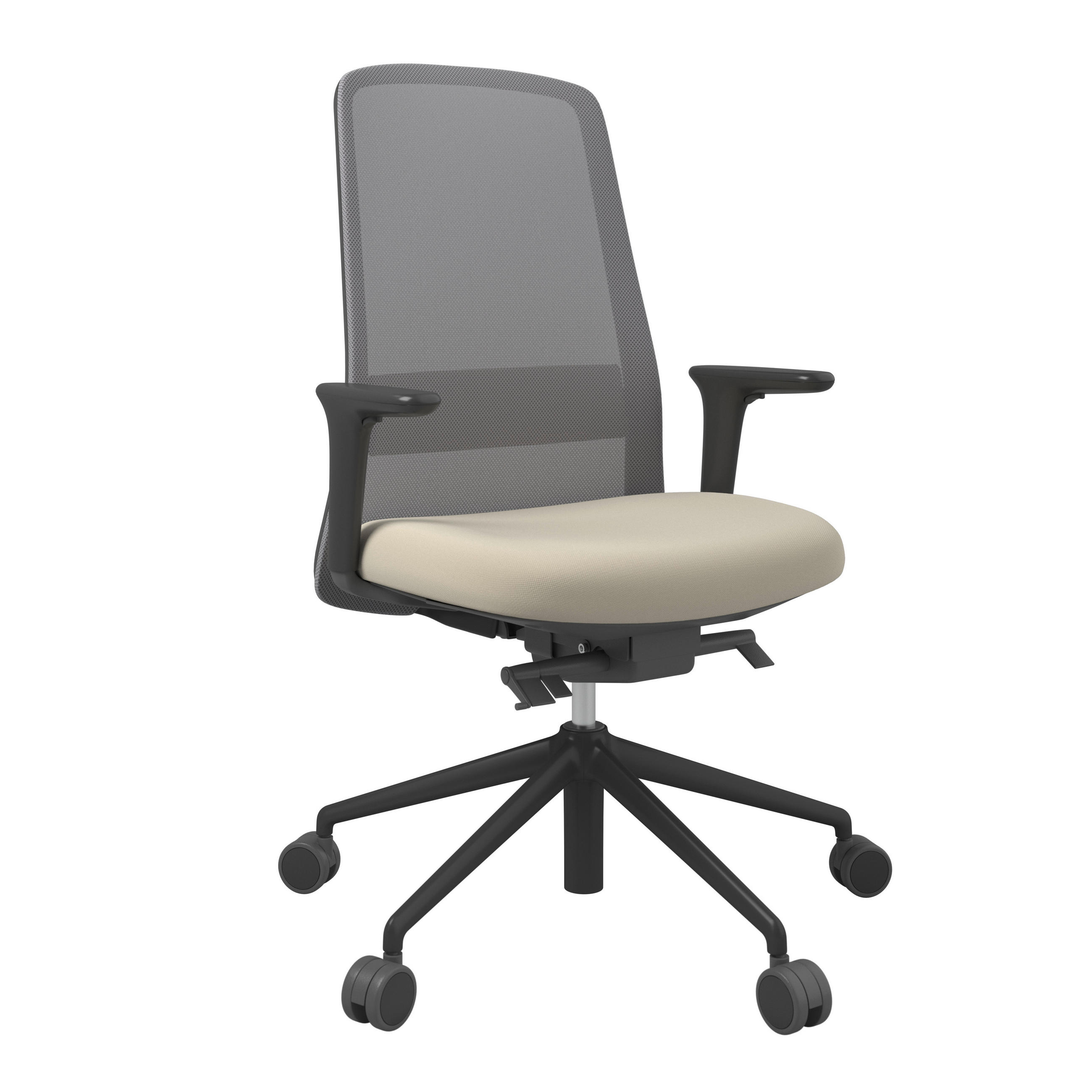 DREHSTUHL Grau, Schwarz, Beige  - Beige/Schwarz, MODERN, Kunststoff/Textil (70/103-115/70cm)