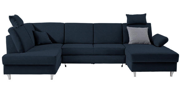 WOHNLANDSCHAFT  in Webstoff Dunkelblau  - Silberfarben/Dunkelblau, KONVENTIONELL, Holz/Textil (186/322/167cm) - Cantus