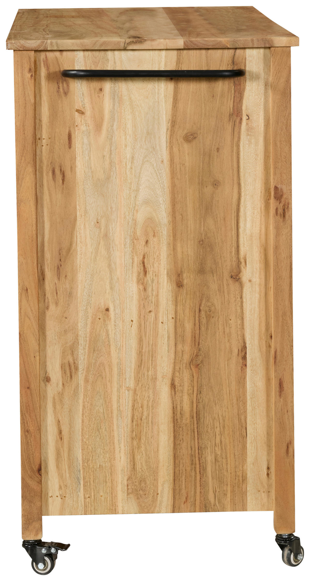 SERVIERWAGEN Akazie vollmassiv Akaziefarben  - Schwarz/Akaziefarben, Natur, Glas/Holz (100/90/48cm) - Livetastic