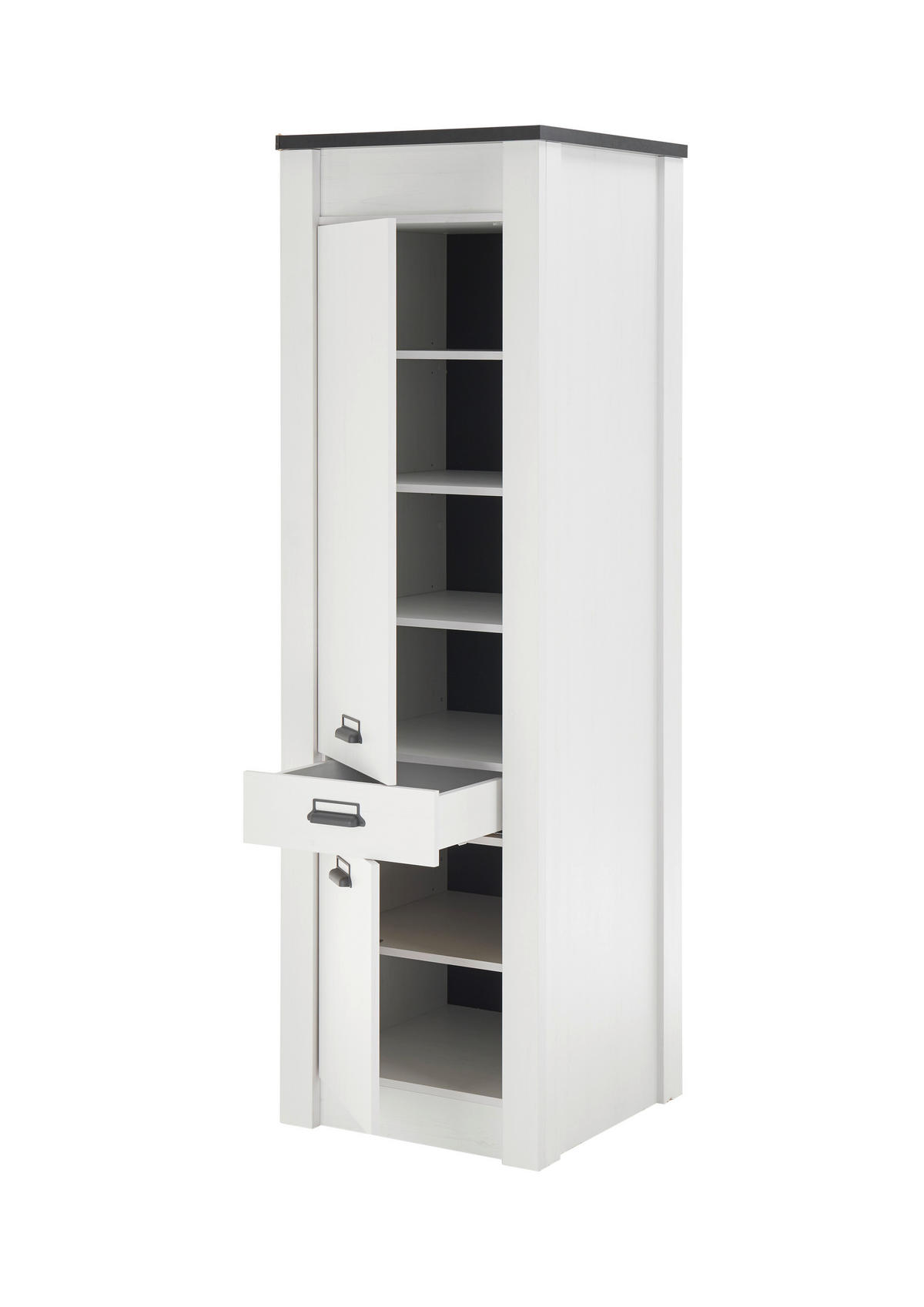 APOTHEKERSCHRANK 62/201/64 cm  in Anthrazit, Weiß  - Anthrazit/Schwarz, Trend, Holzwerkstoff/Metall (62/201/64cm) - MID.YOU