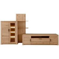 WOHNWAND 3-teilig  in Eichefarben 332/184/50 cm  - Eichefarben/Anthrazit, Design, Glas/Holz (332/184/50cm) - Livetastic