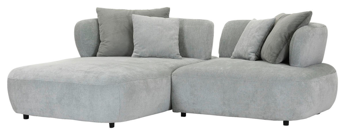 ECKSOFA Mintgrün Flachgewebe Zierkissen, Rückenkissen, Rücken echt, Sitztiefenverstellung  - Salbeigrün/Schwarz, MODERN, Kunststoff/Textil (190/240cm) - Ambia Home