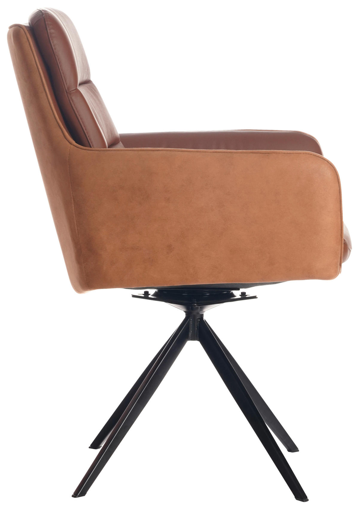 ARMLEHNSTUHL  in Eisen Mikrofaser Echtleder pigmentiert  - Cognac/Schwarz, Design, Leder/Textil (58/89/67cm) - Xora