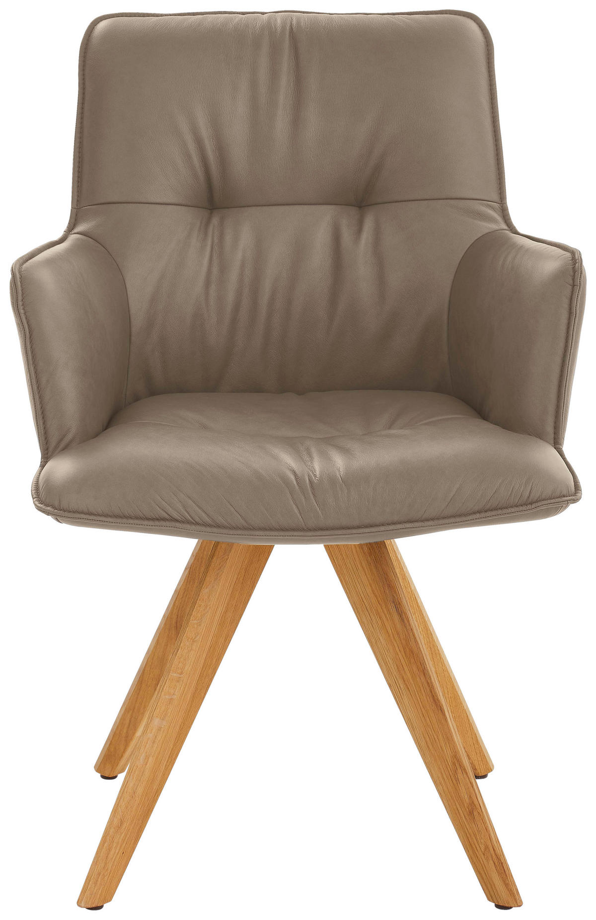 ARMLEHNSTUHL  in Echtleder pigmentiert  - Taupe/Eichefarben, Design, Leder/Holz (59/89/63cm) - Dieter Knoll
