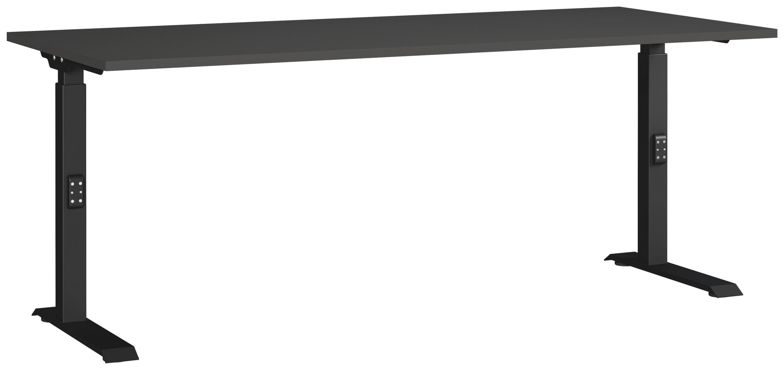 SCHREIBTISCH 180/80/68-91 cm  in Graphitfarben, Schwarz  - Graphitfarben/Schwarz, MODERN, Holzwerkstoff/Metall (180/80/68-91cm) - Germania