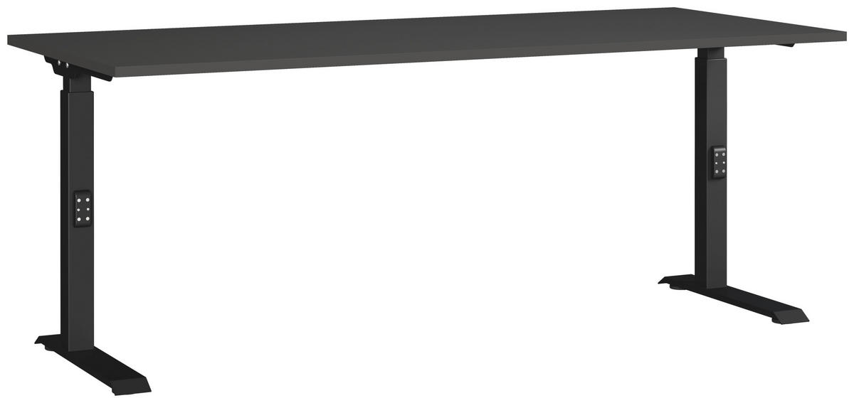 SCHREIBTISCH 180/80/68-91 cm  in Graphitfarben, Schwarz  - Graphitfarben/Schwarz, MODERN, Holzwerkstoff/Metall (180/80/68-91cm) - Germania
