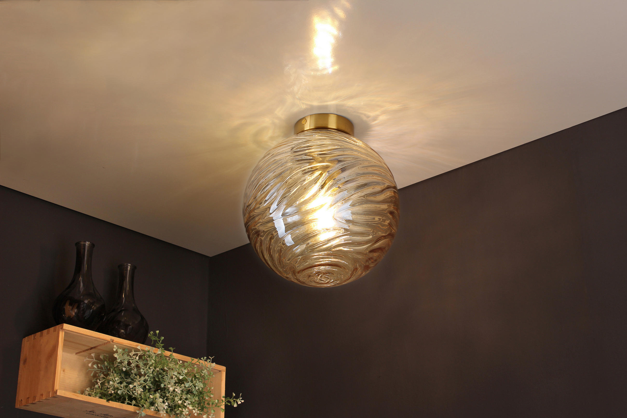 DECKENLEUCHTE Nereide 30/32 cm   - Champagner, KONVENTIONELL, Glas (30/32cm)