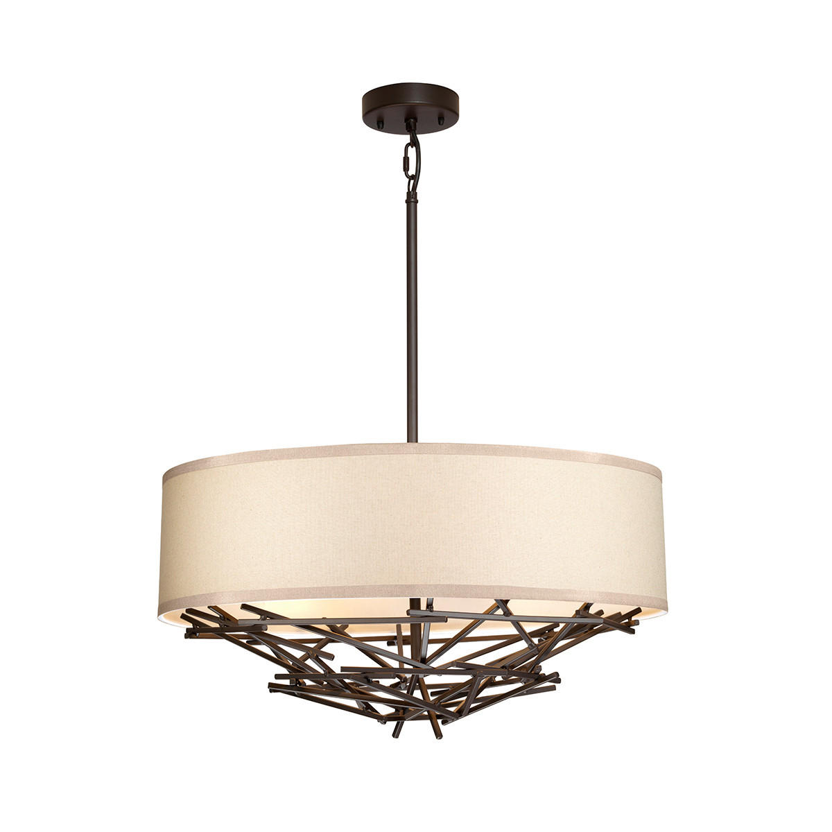 HÄNGELEUCHTE 55/42.4 cm    - Bronzefarben, Natur, Textil/Metall (55/42.4cm) - Elstead Lighting