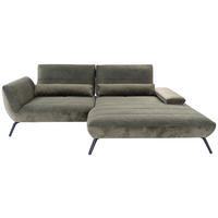 ECKSOFA Webstoff Olivgrün  - Schwarz/Olivgrün, Konventionell, Textil/Metall (273/191cm) - Carryhome