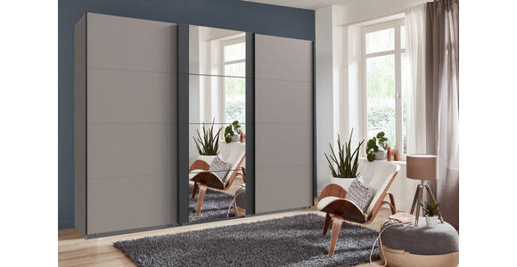 SCHWEBETÜRENSCHRANK  in Graphitfarben, Sahara  - Schwarz/Graphitfarben, KONVENTIONELL, Glas/Holzwerkstoff (270/208/64cm) - Carryhome