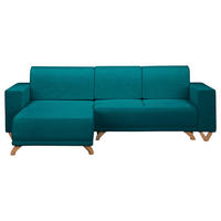 ECKSOFA Textilgeflecht Petrol  - Wengefarben/Petrol, Design, Holz/Textil (257/174cm) - Livetastic