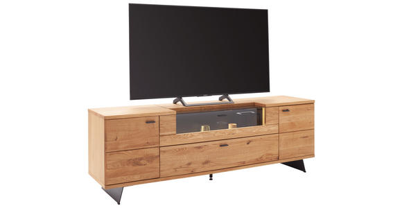 LOWBOARD Wildeiche  210/70/50 cm  - Wildeiche/Anthrazit, Natur, Glas/Holz (210/70/50cm) - Linea Natura