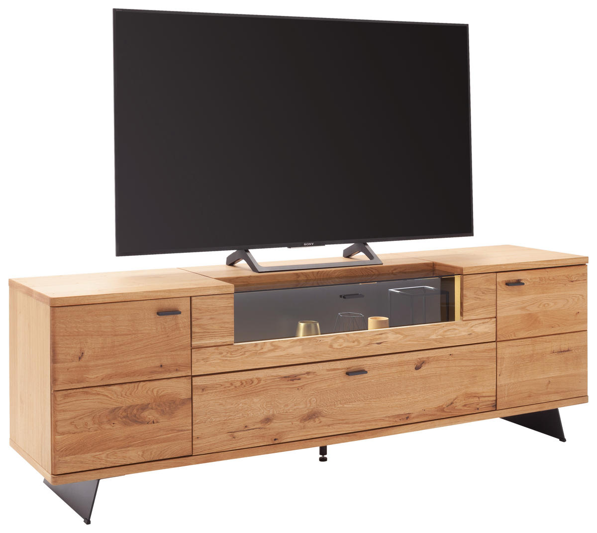 LOWBOARD Wildeiche  210/70/50 cm  - Wildeiche/Anthrazit, Natur, Glas/Holz (210/70/50cm) - Linea Natura