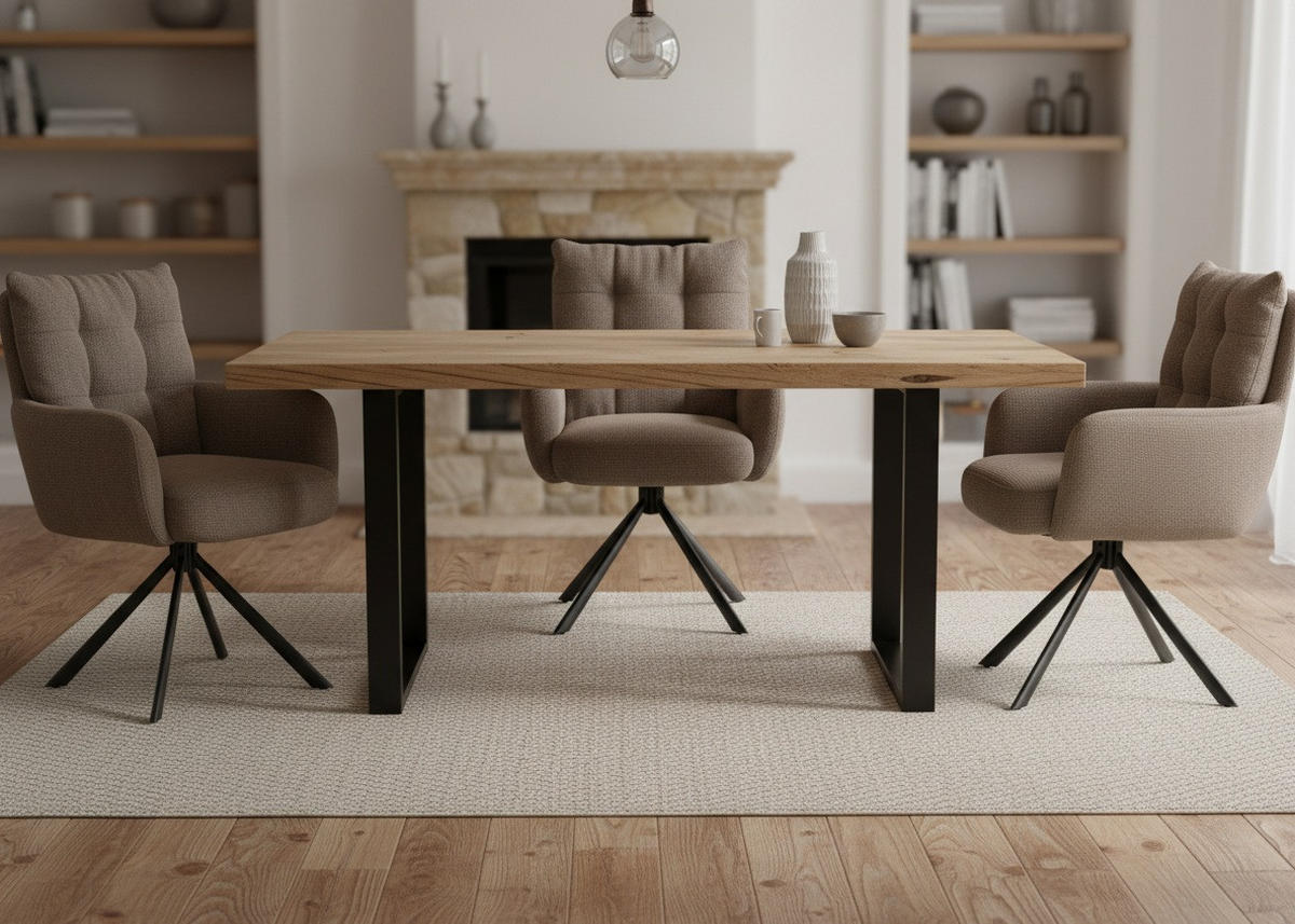 Armlehnstuhl Lina taupe  in Eisen  - Taupe/Schwarz, KONVENTIONELL, Textil/Metall (60/95/67cm) - MID.YOU