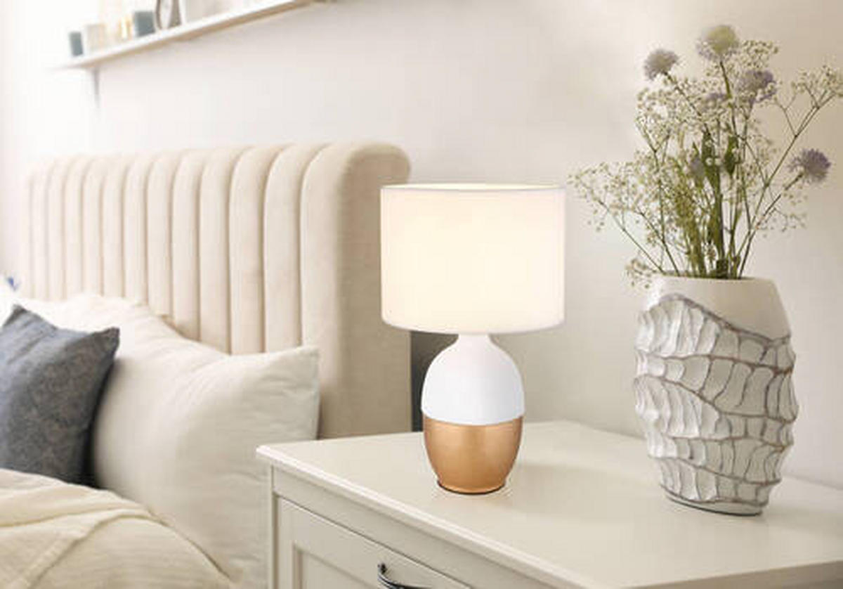 NAMIZNA SVETILKA        25/43 cm       - zlate barve/bela, Konvencionalno, tekstil/keramika (25/43cm) - Globo