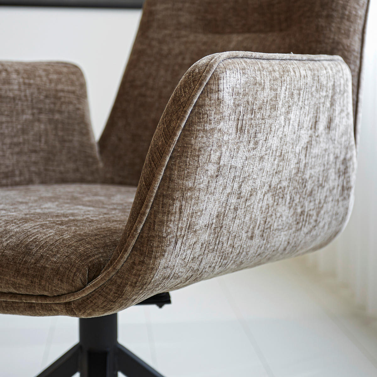 STOLIČKA S PODRÚČKAMI, ženilka, sivohnedá - sivohnedá/čierna, Modern, kov/textil (61/89/62cm) - MID.YOU