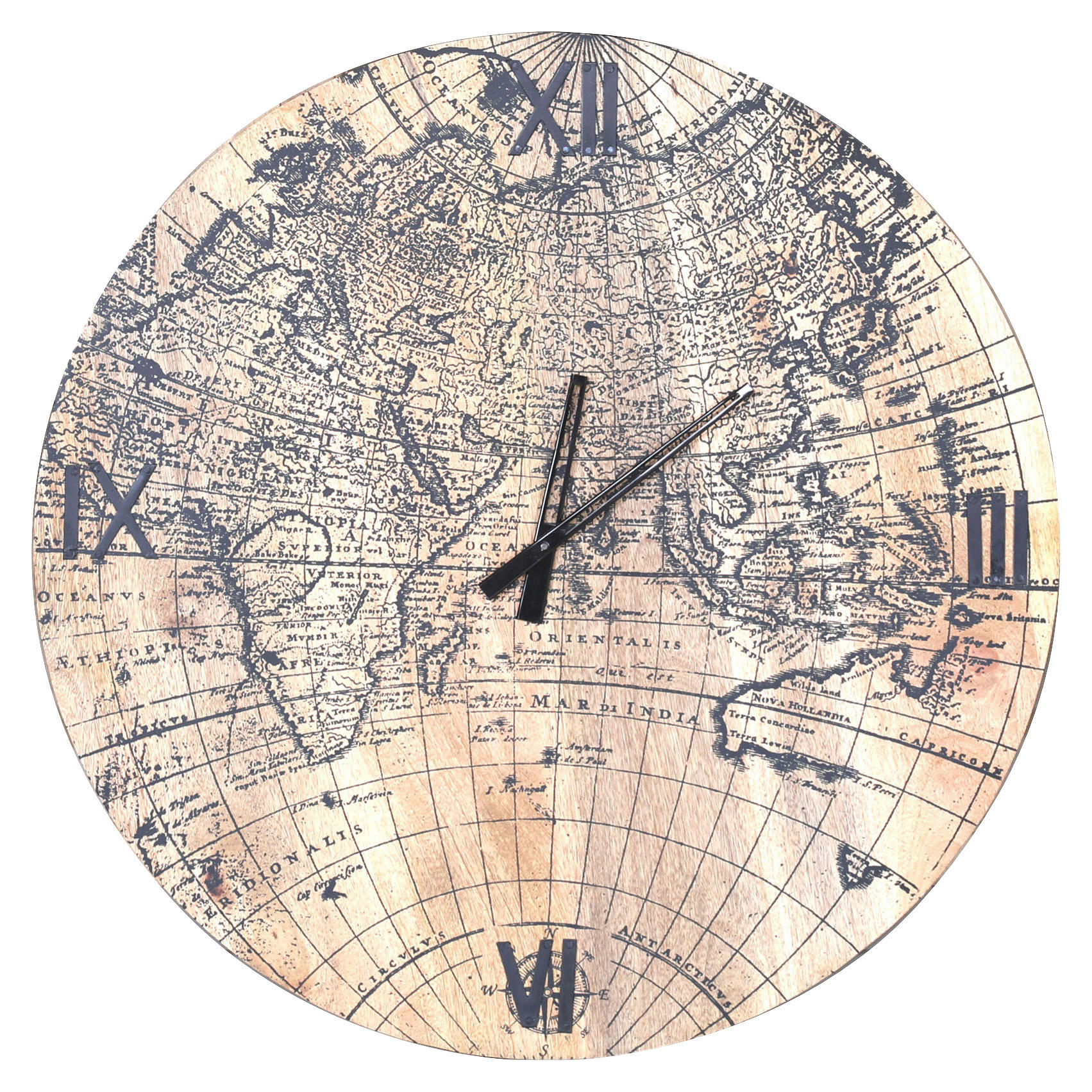 STENSKA URA  naravne barve  - naravne barve, Trend, kovina/les (76/76/6cm) - Carryhome