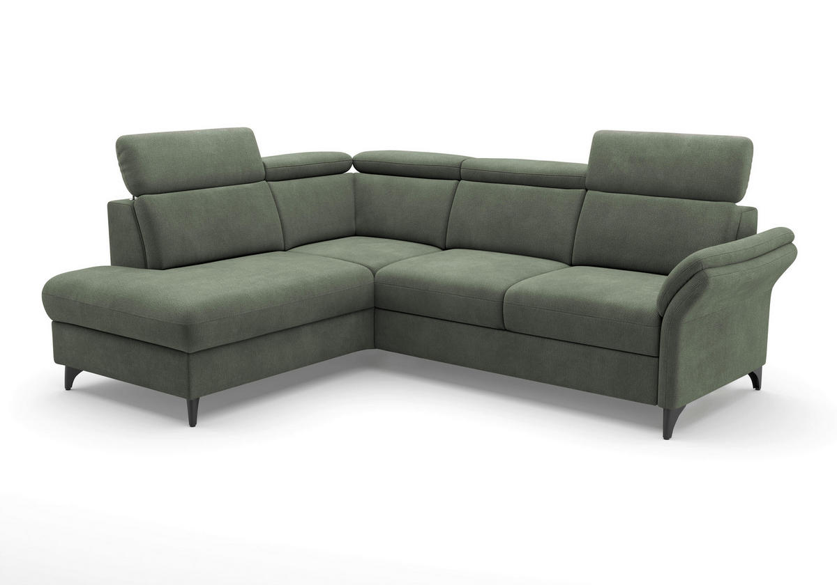 ECKSOFA Flachgewebe Dunkelgrün  - Dunkelgrün/Schwarz, Konventionell, Textil/Metall (193/247cm) - Sit & More