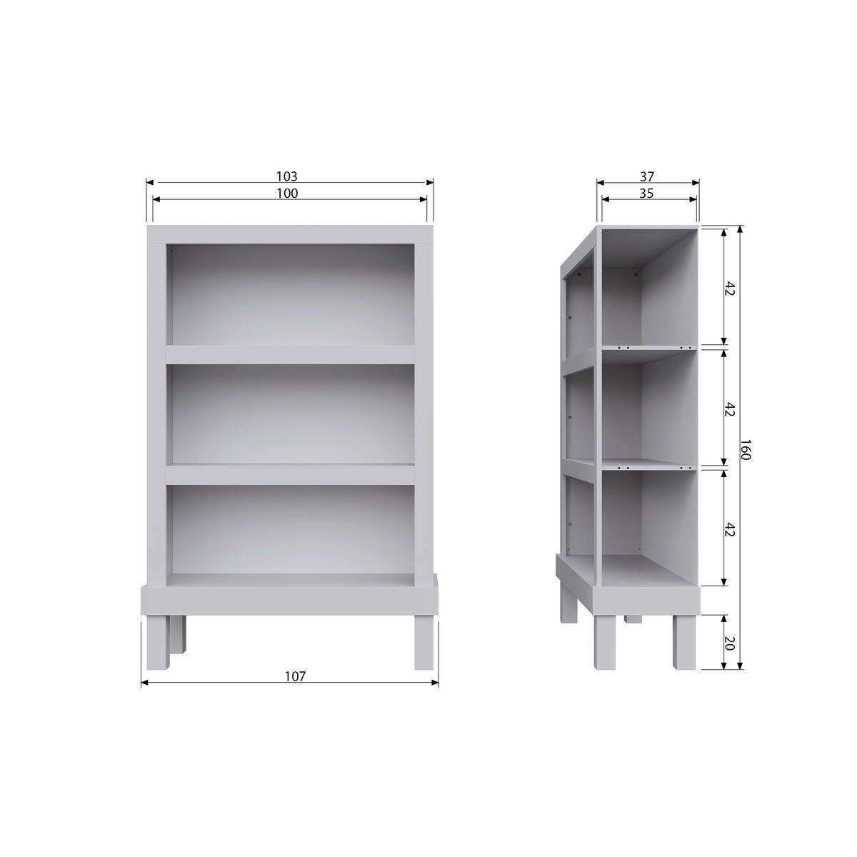 KOMMODE Bonk, 107/160/39 cm,  - Grau, Design, Holz (107/160/39cm) - Livetastic
