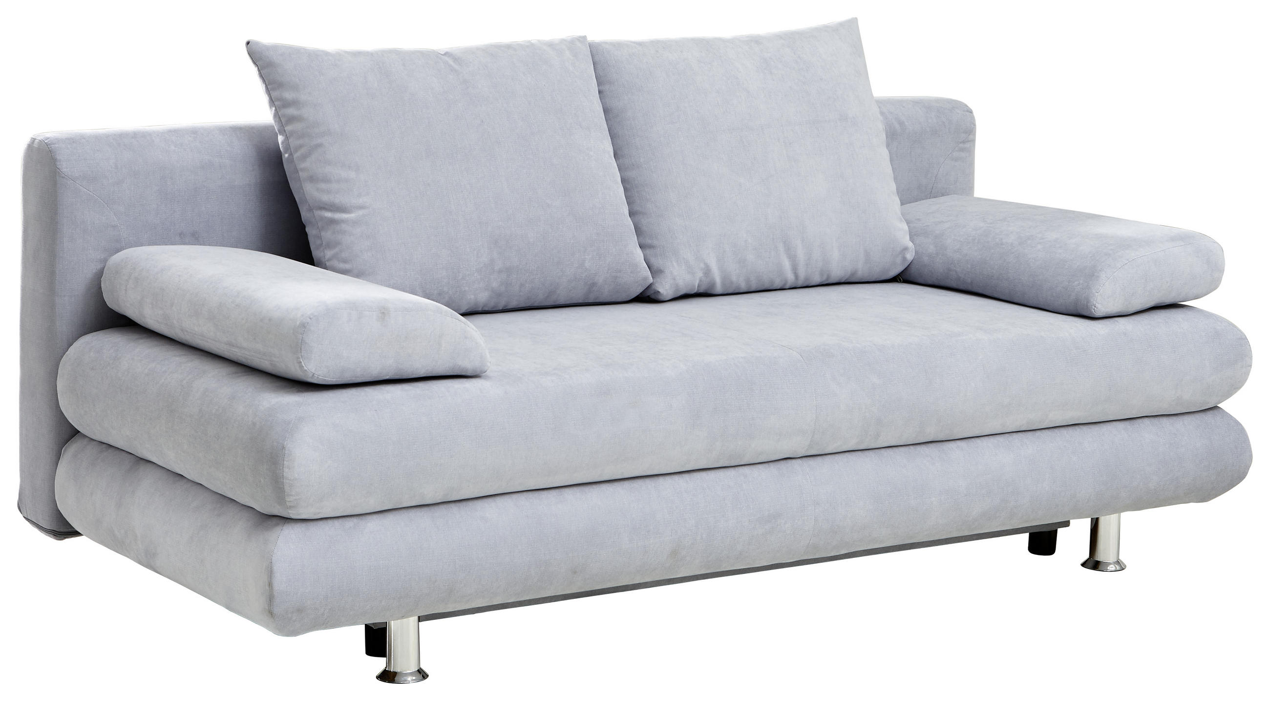 SCHLAFSOFA Mikrofaser Hellblau - Chromfarben/Hellblau, Design, Kunststoff/Textil (196/74/90cm) - Carryhome