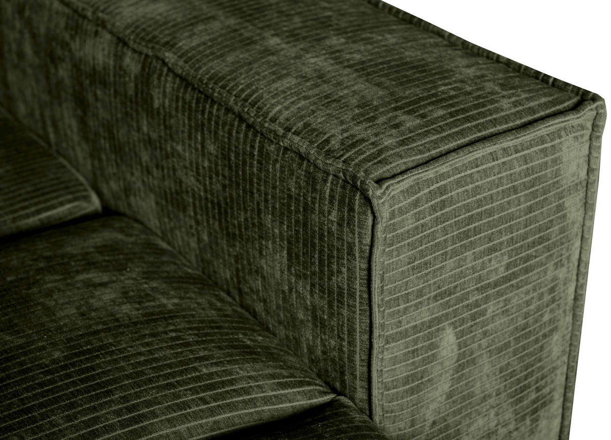 BIGSOFA Flachgewebe Dunkelgrün  - Chromfarben/Dunkelgrün, KONVENTIONELL, Textil/Metall (256/68/122cm) - Carryhome