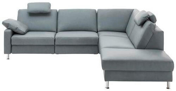 ECKSOFA in Echtleder Grau  - Alufarben/Grau, Design, Leder/Metall (275/242cm) - Dieter Knoll