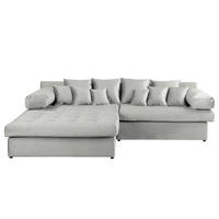 ECKSOFA Velours Hellgrau  - Hellgrau/Schwarz, Design, Kunststoff/Textil (243/284cm) - P & B