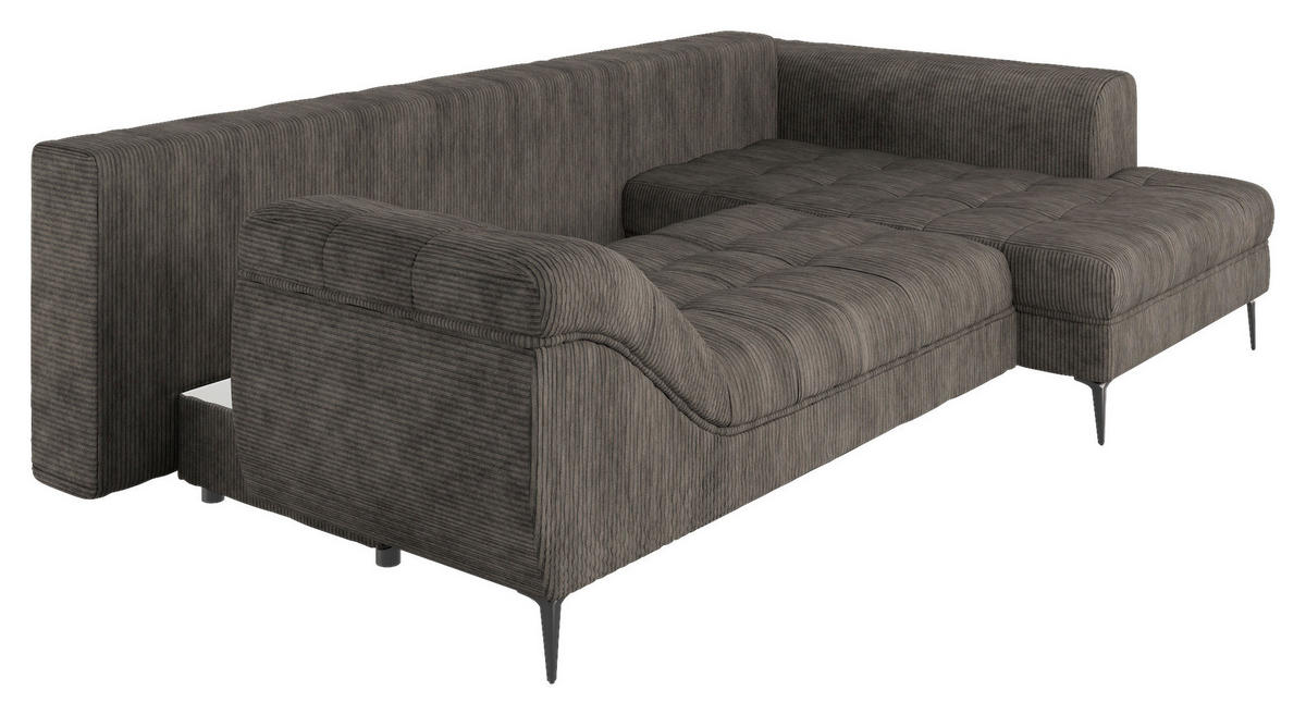 ECKSOFA Braun Cord  - Schwarz/Braun, Design, Kunststoff/Textil (177/276cm) - MID.YOU