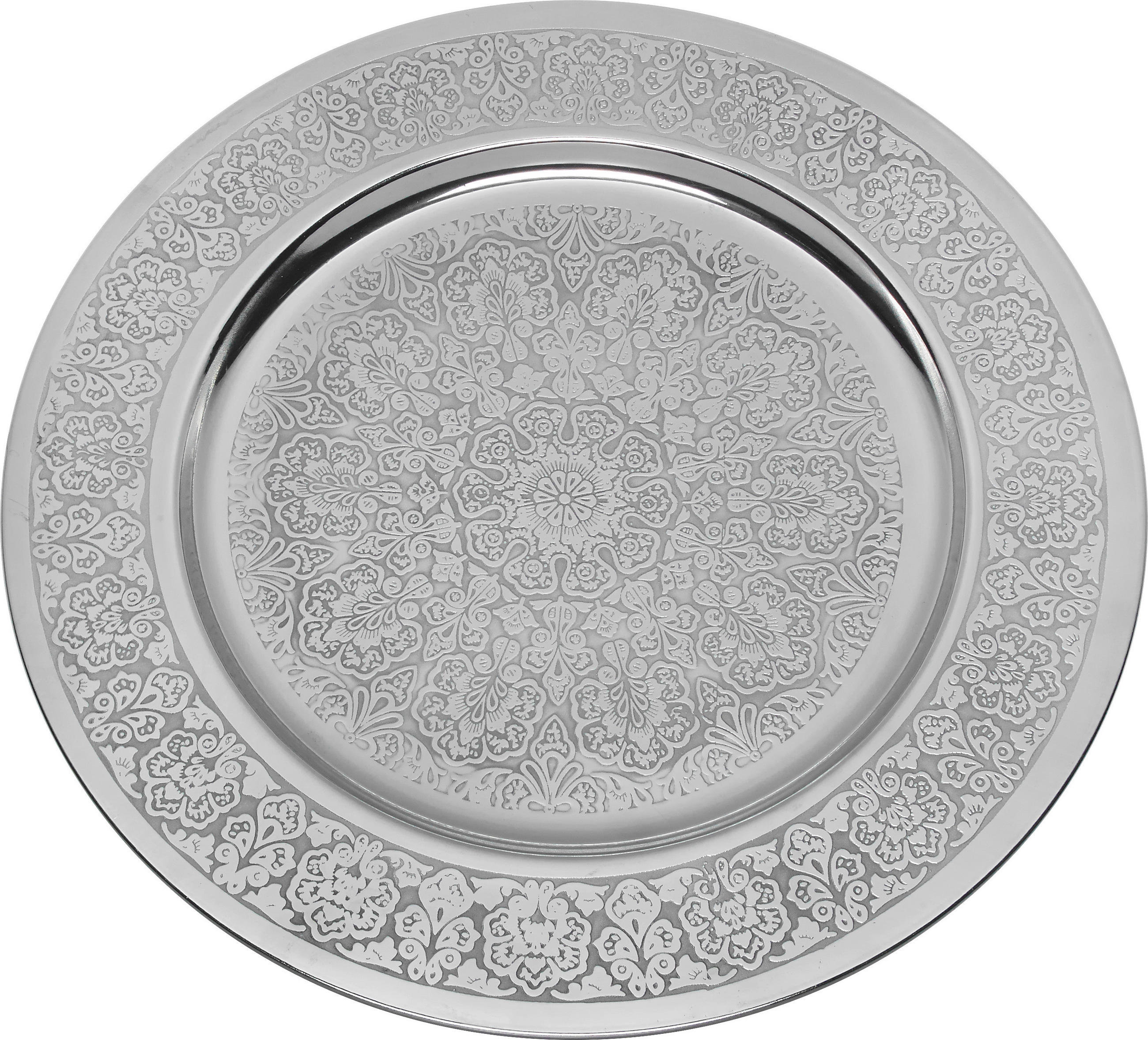 DÍSZTÁNYÉR - ezüstszínű, Lifestyle, fém (35cm) - Ambia Home
