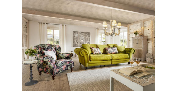 MEGASOFA in Samt Grün - Dunkelbraun/Grün, Design, Holz/Textil (273/85/110cm) - Ambia Home