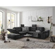 ECKSOFA in Mikrovelours Schwarz  - Schwarz, KONVENTIONELL, Kunststoff/Textil (217/265cm) - Carryhome