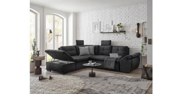 ECKSOFA in Mikrovelours Schwarz - Schwarz, KONVENTIONELL, Kunststoff/Textil (217/265cm) - Carryhome