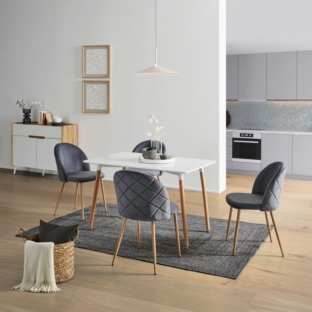 Thumbnail - Livetastic Tischgruppe, Weiß, Buche, Grau, Holz, Metall, Textil, Buche, massiv, konisch, 120x51x75 cm, Esszimmer, Tische...