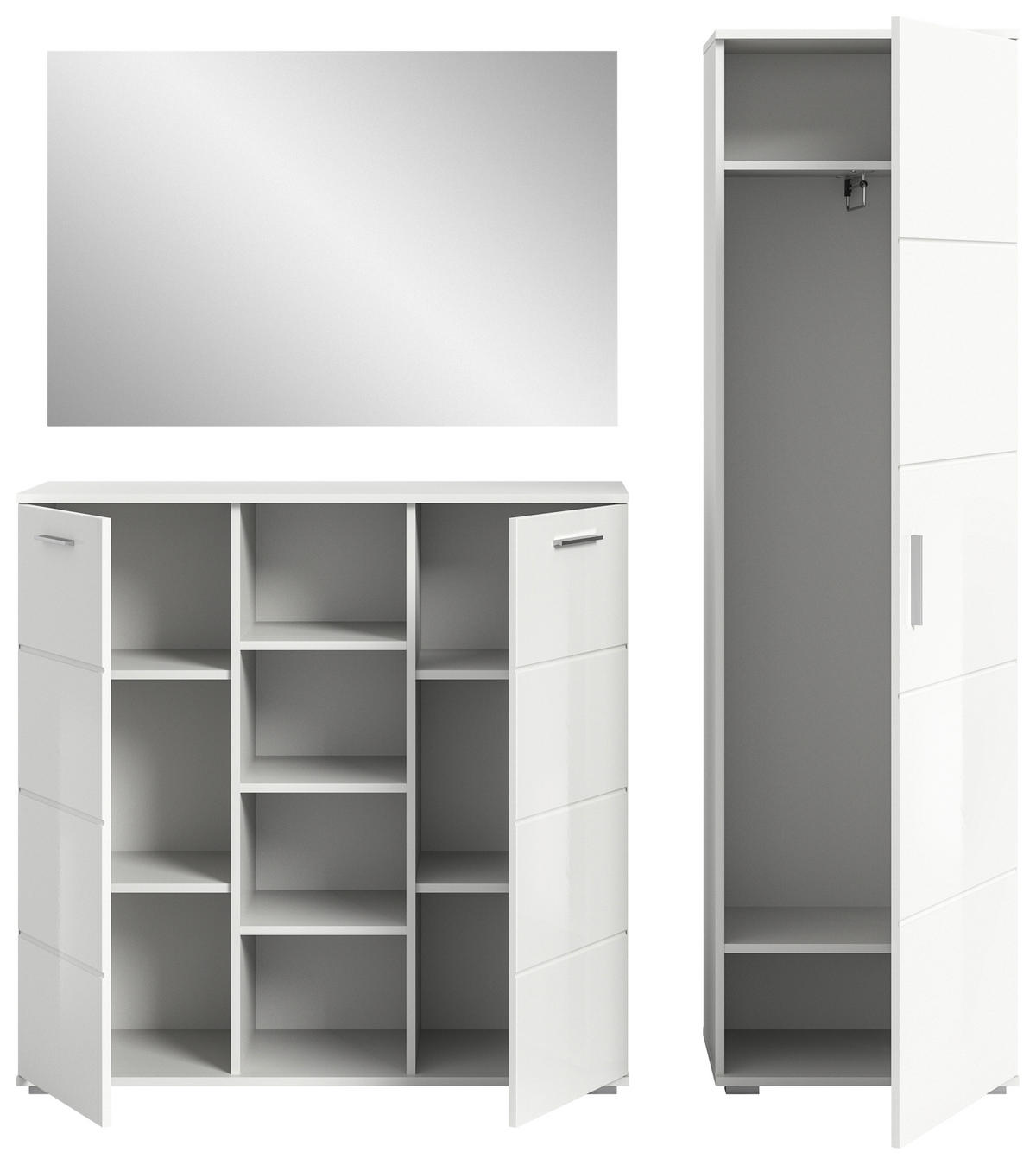 GARDEROBE  in 110/191/37 cm  - Weiß Hochglanz/Weiß, Design, Glas/Holzwerkstoff (110/191/37cm) - Xora