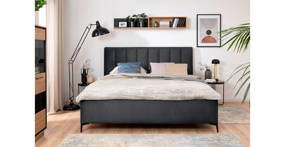 POLSTERBETT Lattenrost, Bettkasten Schwarz 140/200 cm  - Birkefarben/Schwarz, KONVENTIONELL, Holz/Textil (140/200cm) - Carryhome