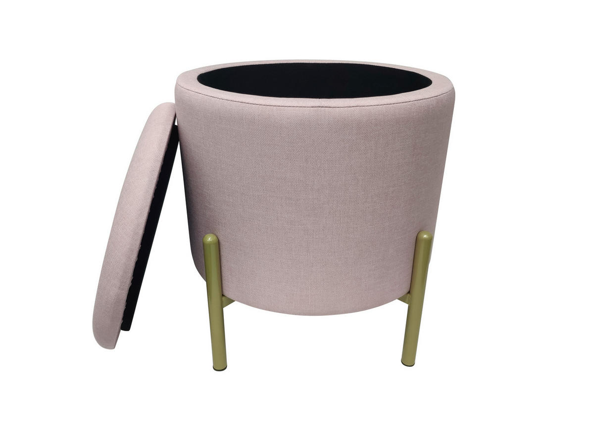 HOCKER Samt Rosa  - Goldfarben/Rosa, Design, Textil/Metall (36/40/36cm) - Echtwerk