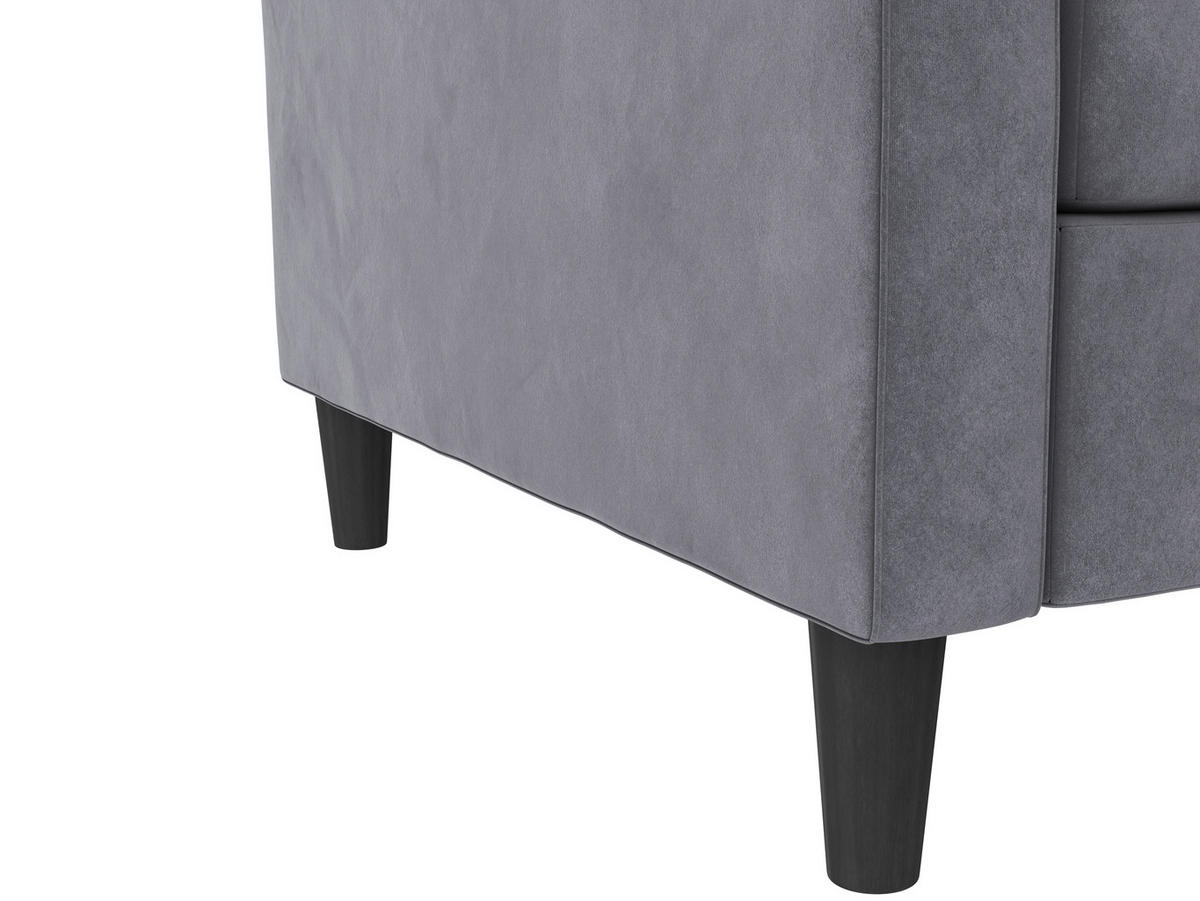 SCHLAFSOFA PALERMO in Velours Dunkelgrau Vintage, Skandinavisch, Modern, Landhaus  - Dunkelgrau/Schwarz, Basics, Kunststoff/Textil (207/86/86cm) - Livetastic