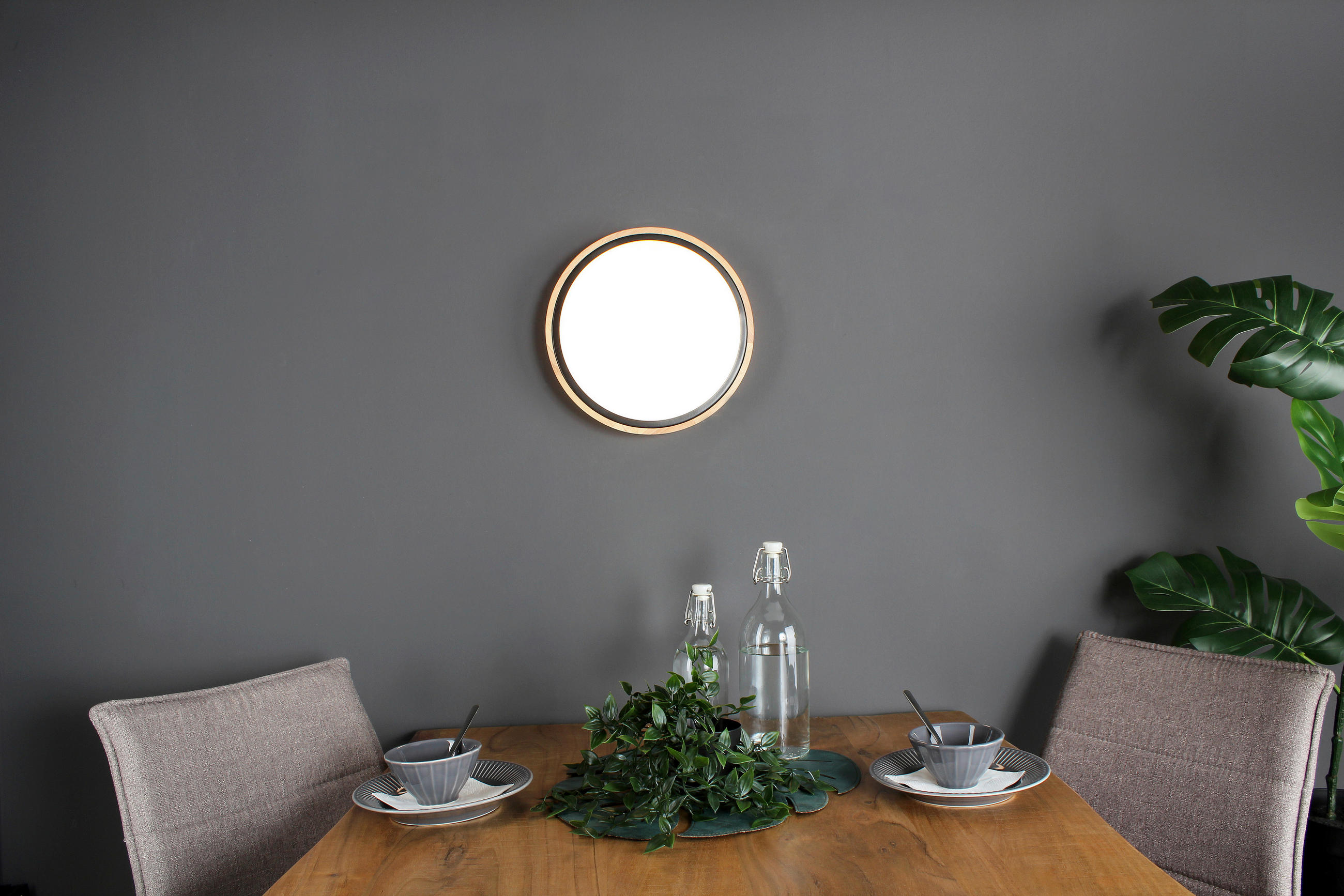 LED-WANDLEUCHTE Solstar 30,7/9 cm - Buchefarben/Schwarz, Natur, Holz/Kunststoff (30,7/9cm)