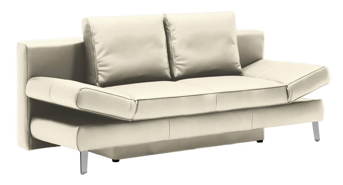 SCHLAFSOFA in Echtleder Naturfarben  - Chromfarben/Naturfarben, Design, Leder/Metall (200/85/90cm) - Novel