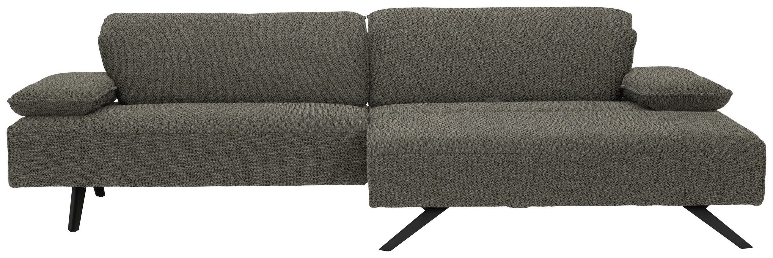 ECKSOFA Biella Graubraun Flachgewebe Rücken echt, Armteilverstellung, Kopfteilverstellung  - Anthrazit/Graubraun, Design, Textil/Metall (280/165cm) - Johann Jakob