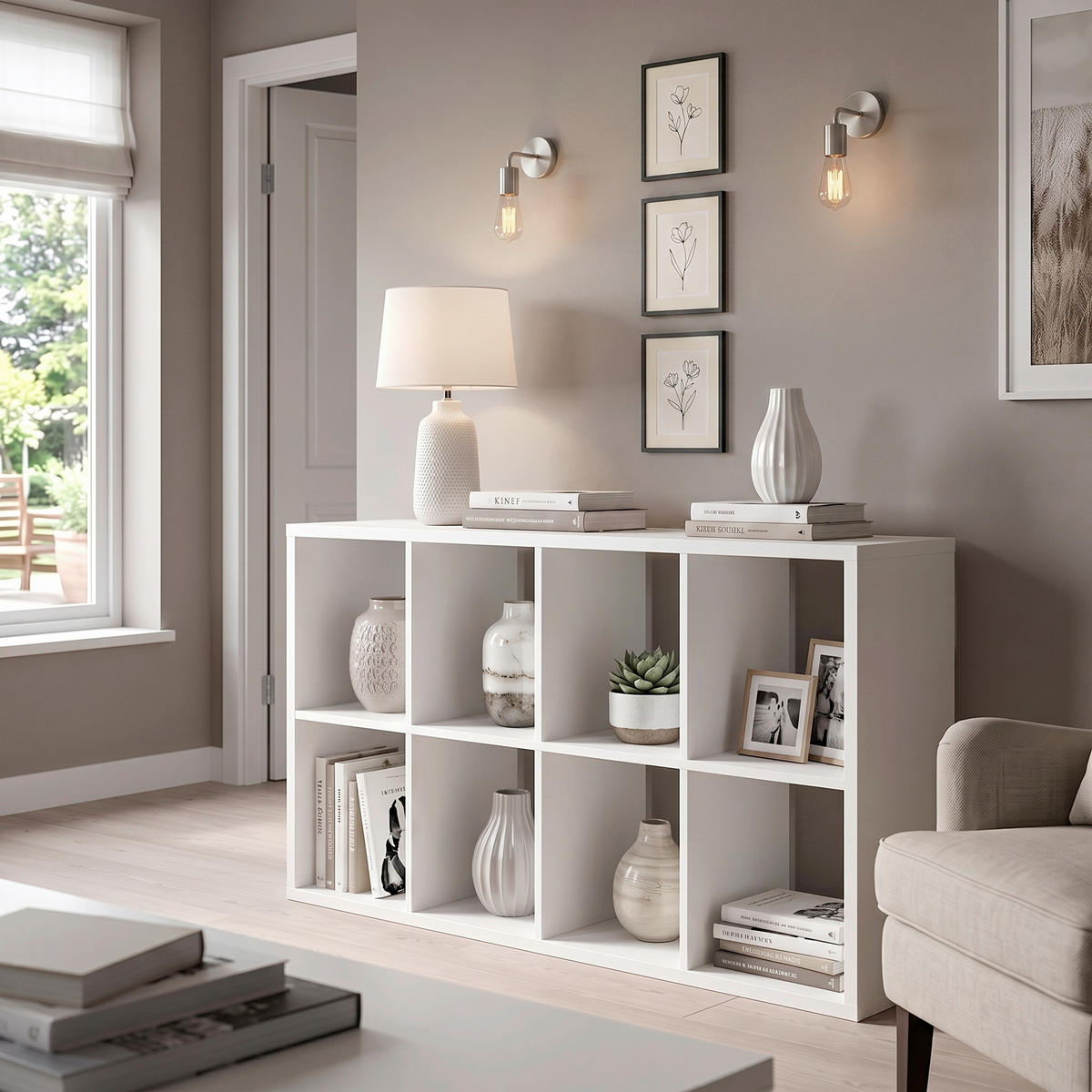 REGAL 110/56/33 cm bela  - bela, Basics, leseni material (110/56/33cm) - MID.YOU