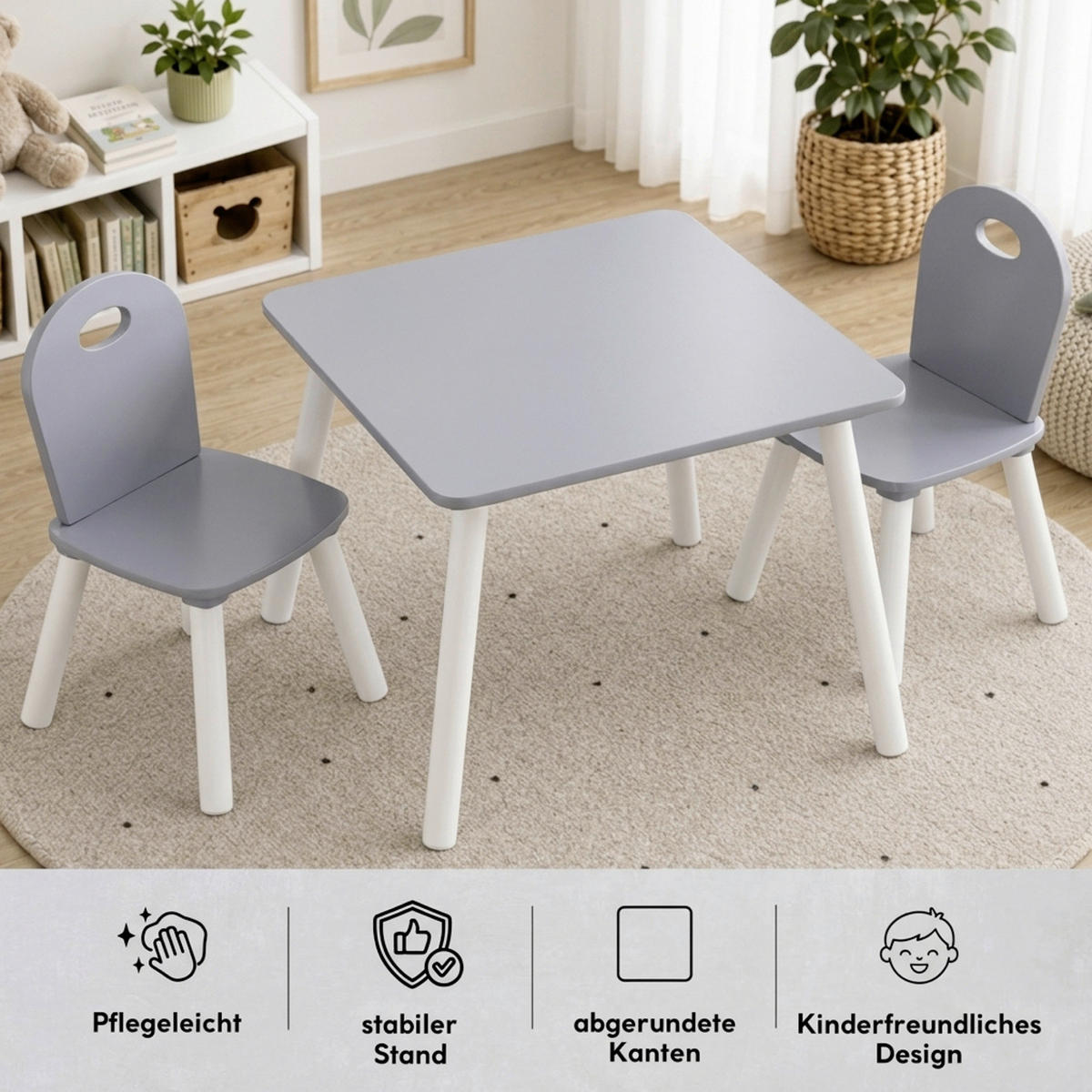 KINDERSITZGRUPPE Grau, Weiß  - Weiß/Grau, Basics, Holzwerkstoff - Kesper