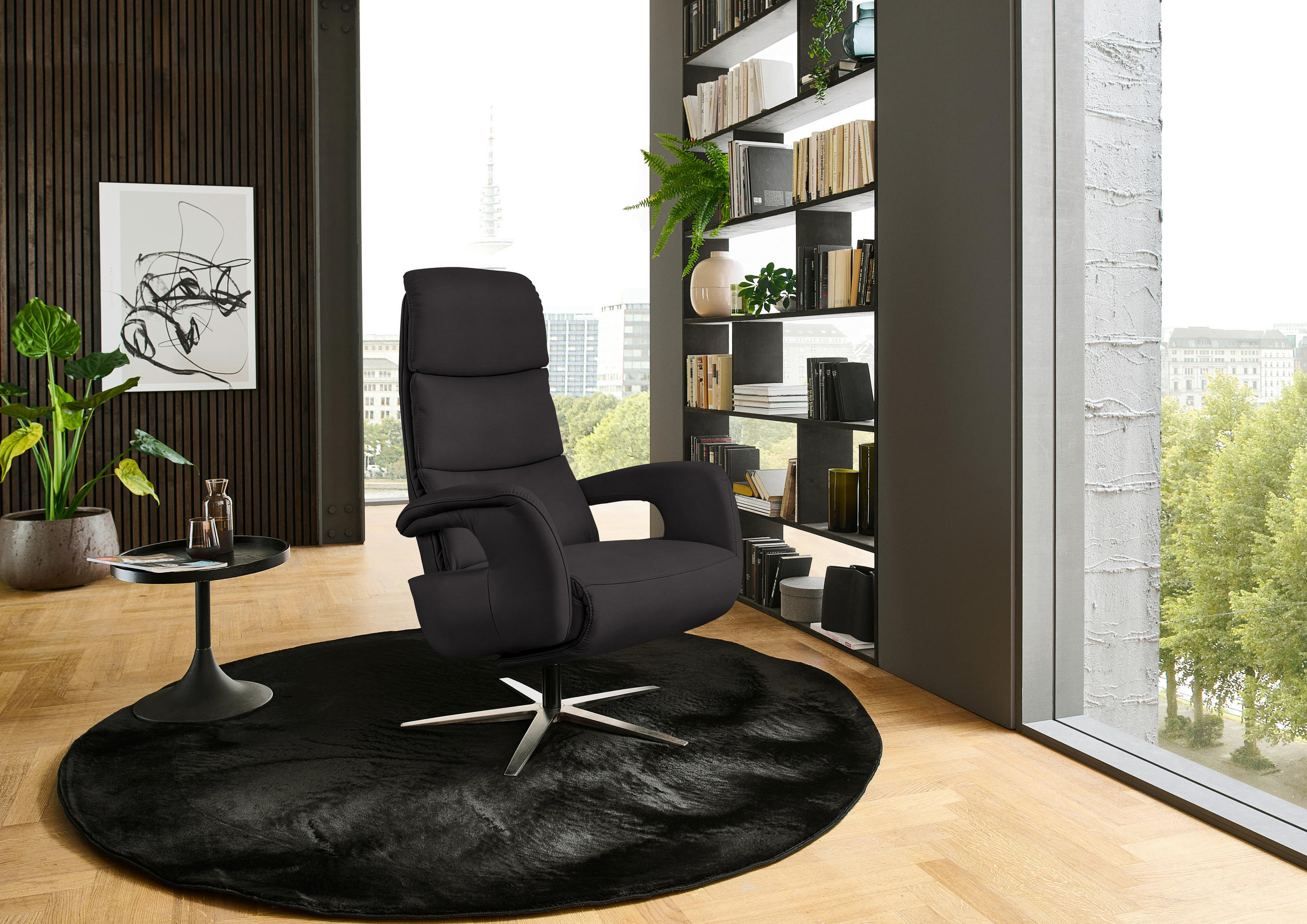 RELAXSESSEL in Leder Dunkelbraun  - Edelstahlfarben/Dunkelbraun, Design, Leder/Metall (76/119/86cm) - Dieter Knoll