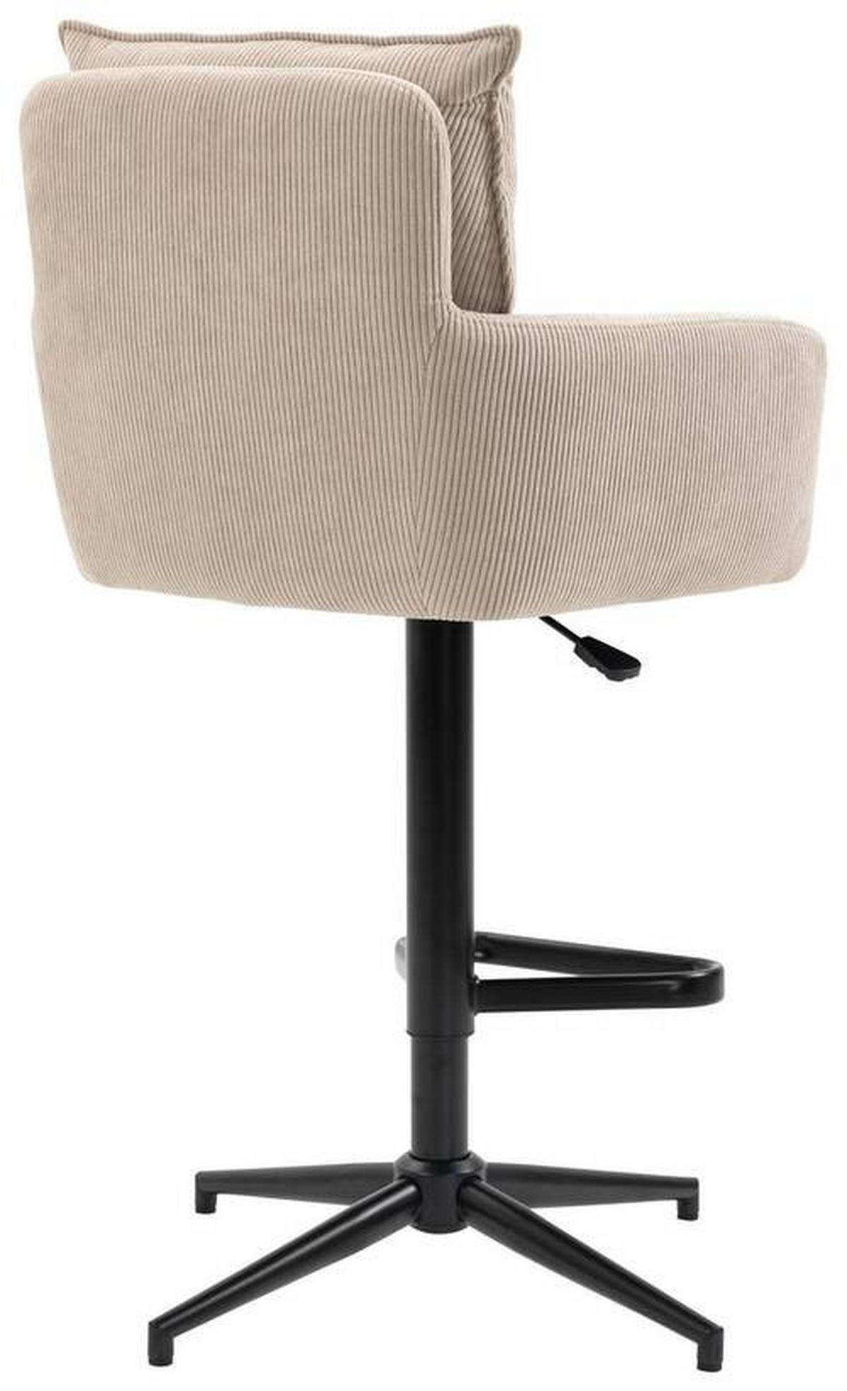 BARHOCKER Cord Creme, Beige Eisen Stoffauswahl, Sitzfläche 360° drehbar, inklusive Armlehnen  - Beige/Creme, Design, Textil/Metall (54/98-120/58cm) - Novel
