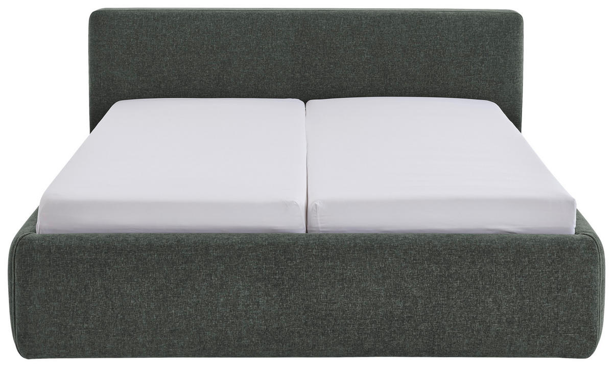 POLSTERBETT 180/200 cm,  in Grün, Bettkasten, Lattenroste,  - Birkefarben/Buchefarben, Design, Holz/Textil (180/200cm) - Xora