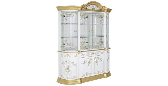 VITRINE in Weiß, Goldfarben - Goldfarben/Weiß, LIFESTYLE, Glas/Holzwerkstoff (189/228/56cm) - Cantus