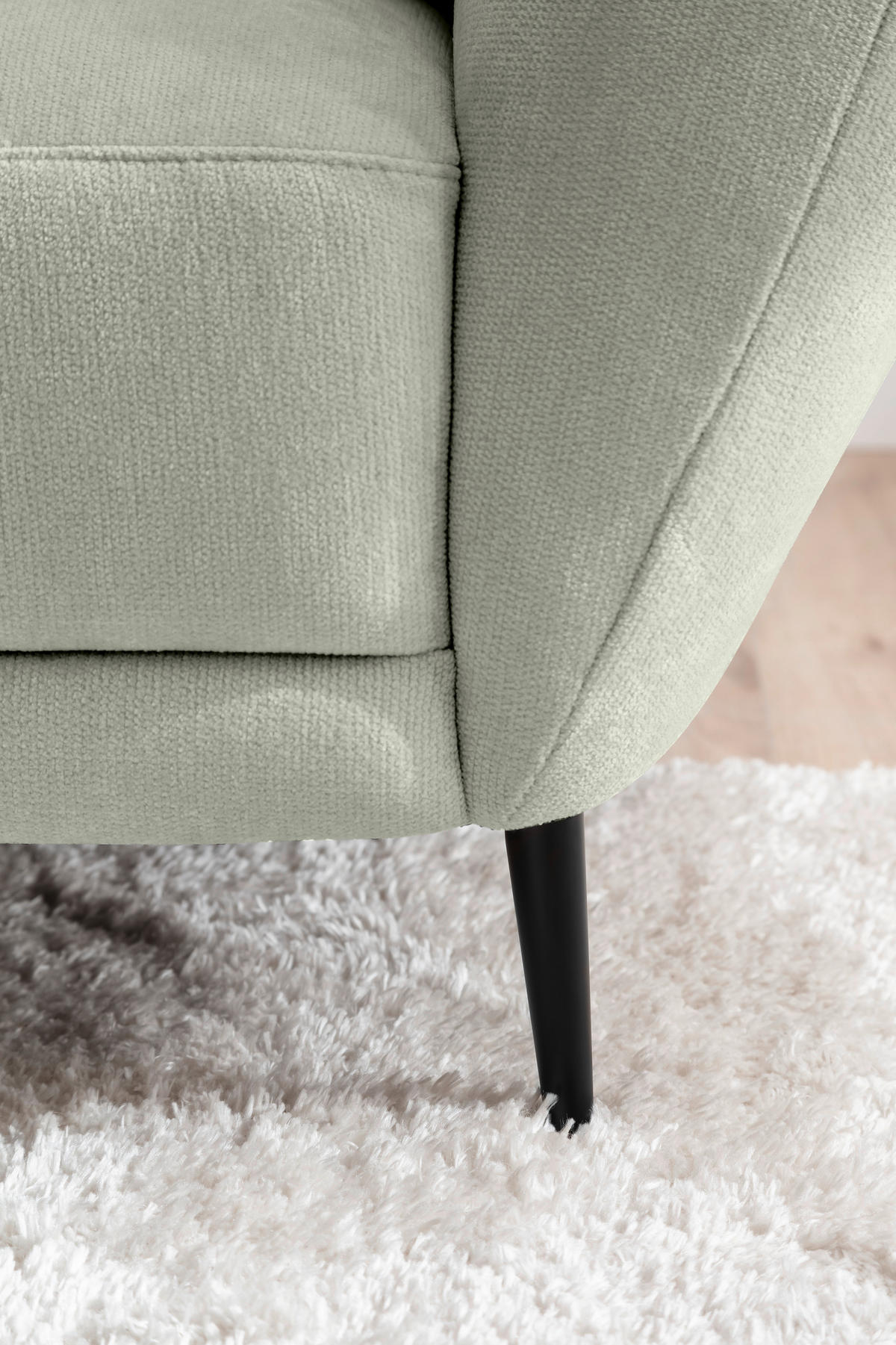 RÉCAMIERE Salbeigrün Chenille Zierkissen, Rücken echt  - Salbeigrün/Schwarz, KONVENTIONELL, Textil/Metall (224/70/97cm) - Hom`in